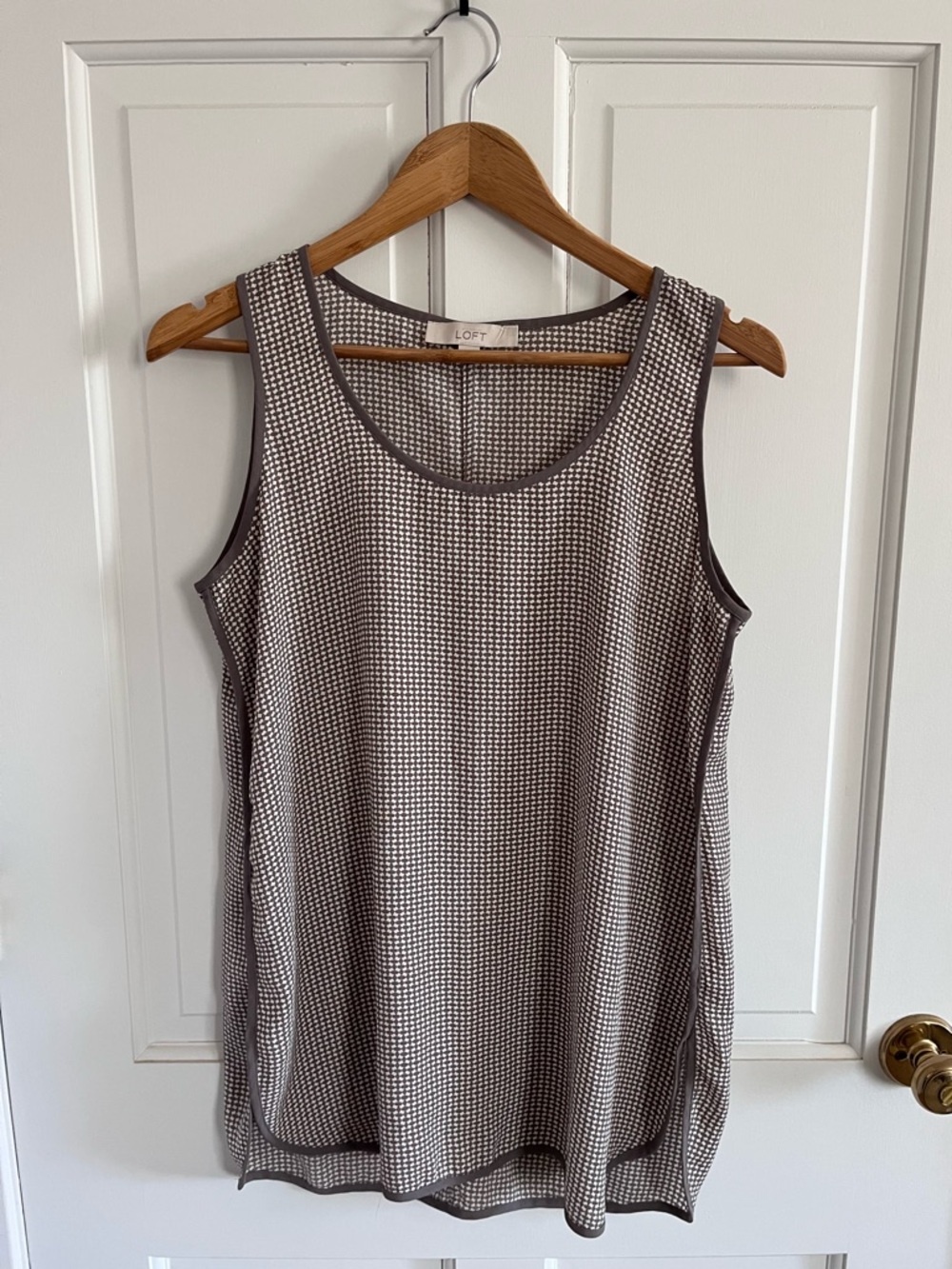 Loft Tunic - Neutral Taupe Geometric Pattern, size Small